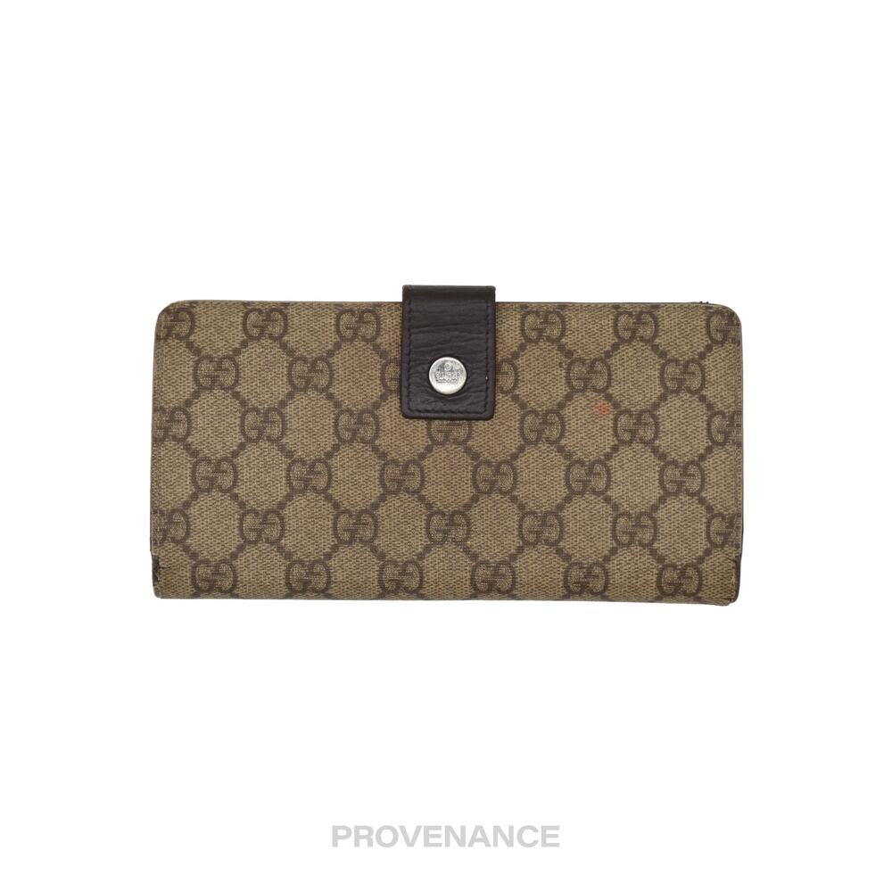 🔴 Gucci Long Wallet - GG Supreme Brown